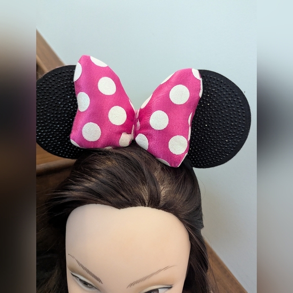 Disney Junior Minnie Mouse Pink Polka Dot Bow Kids Headband - Picture 4 of 7